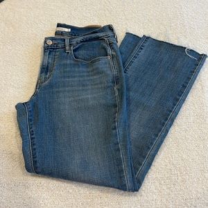 Levi’s 505 Straight 27” long with distressed bottoms (altered)